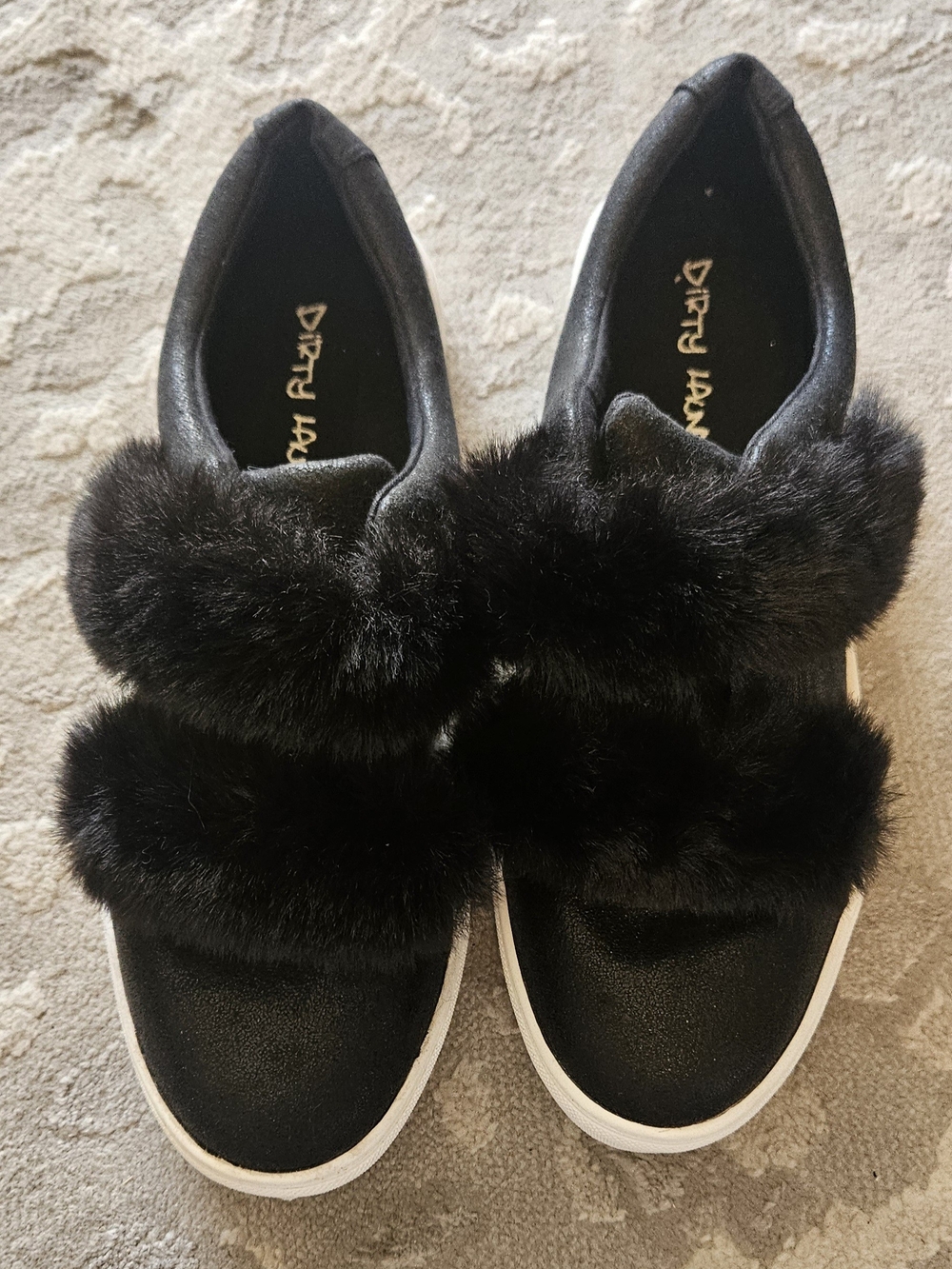 Dirty Laundry Black Faux Fur Slip-On Sneakers